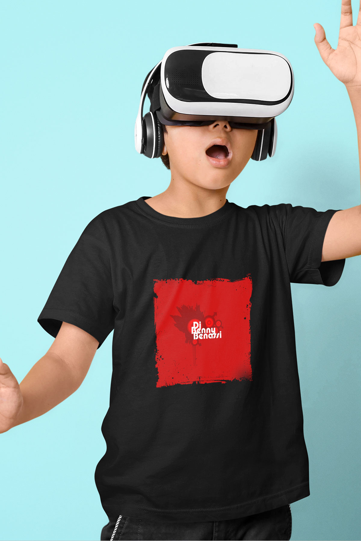 Benny Benassi Baskılı Unisex Siyah Çocuk Tişört