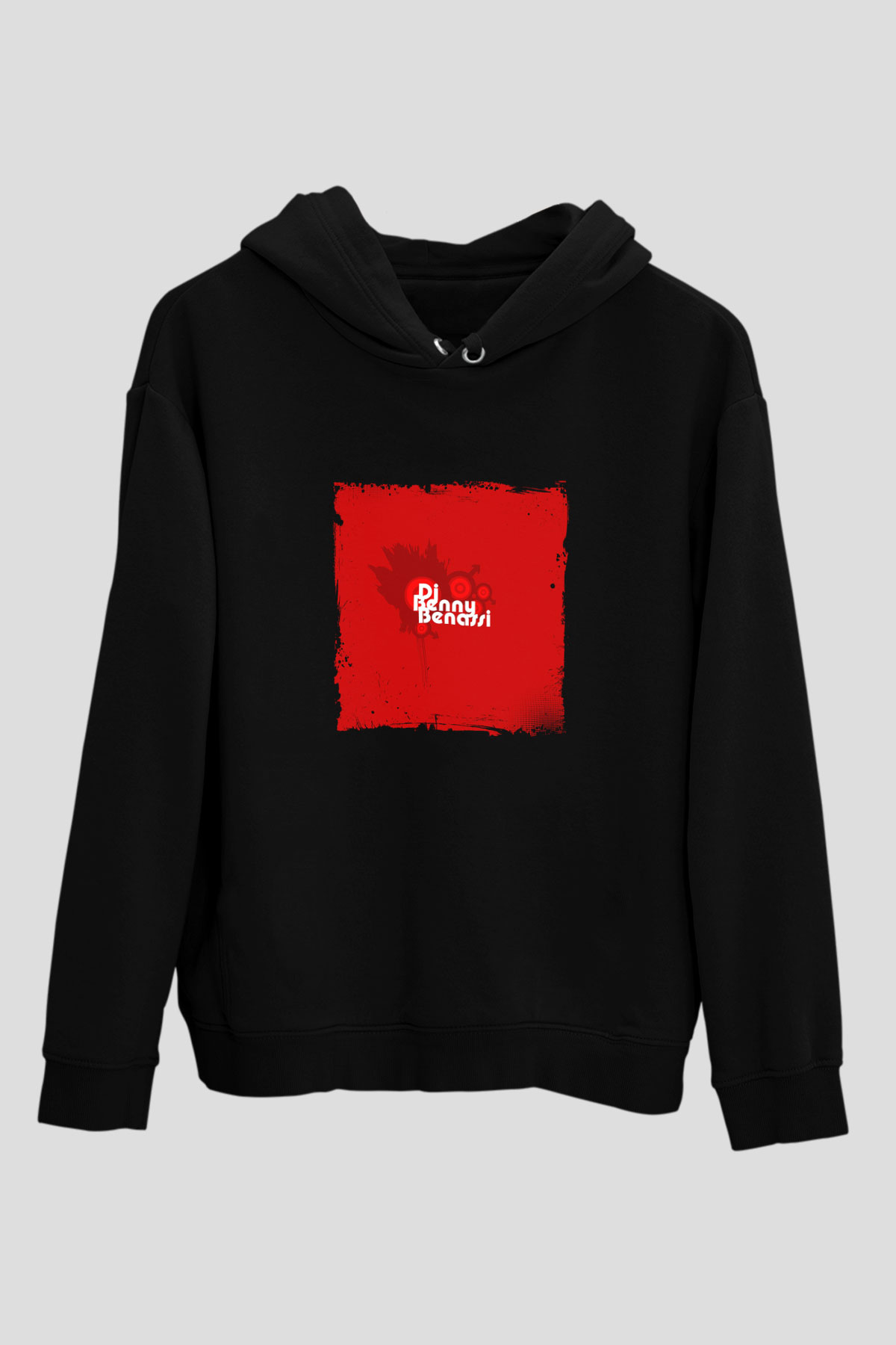 Benny Benassi Baskılı Unisex Siyah Hoodie