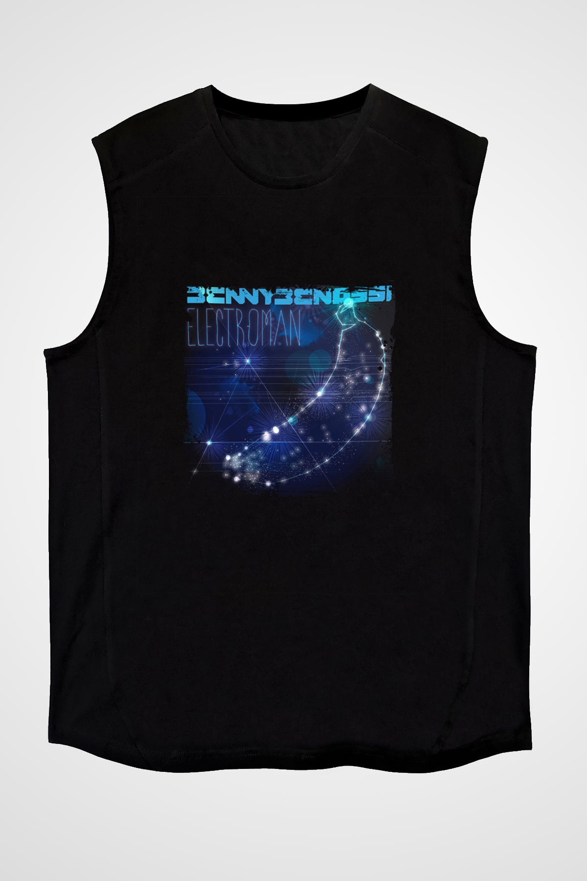 Benny Benassi Baskılı Unisex Siyah Kolsuz Tişört