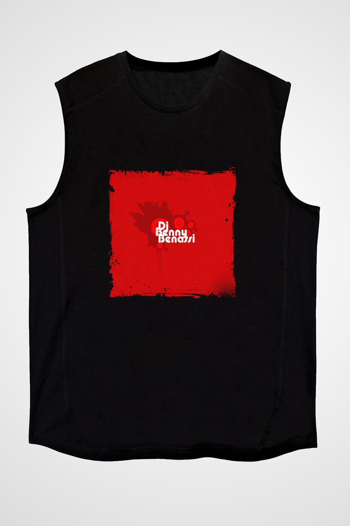 Benny Benassi Baskılı Unisex Siyah Kolsuz Tişört