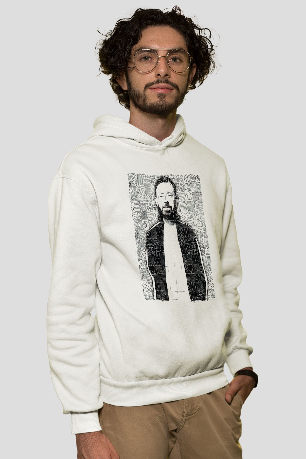 Benny Benassi Beyaz Unisex Kapüşonlu Sweatshirt