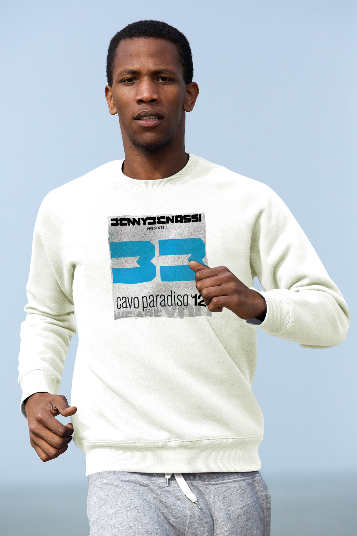 Benny Benassi Beyaz Unisex Sweatshirt