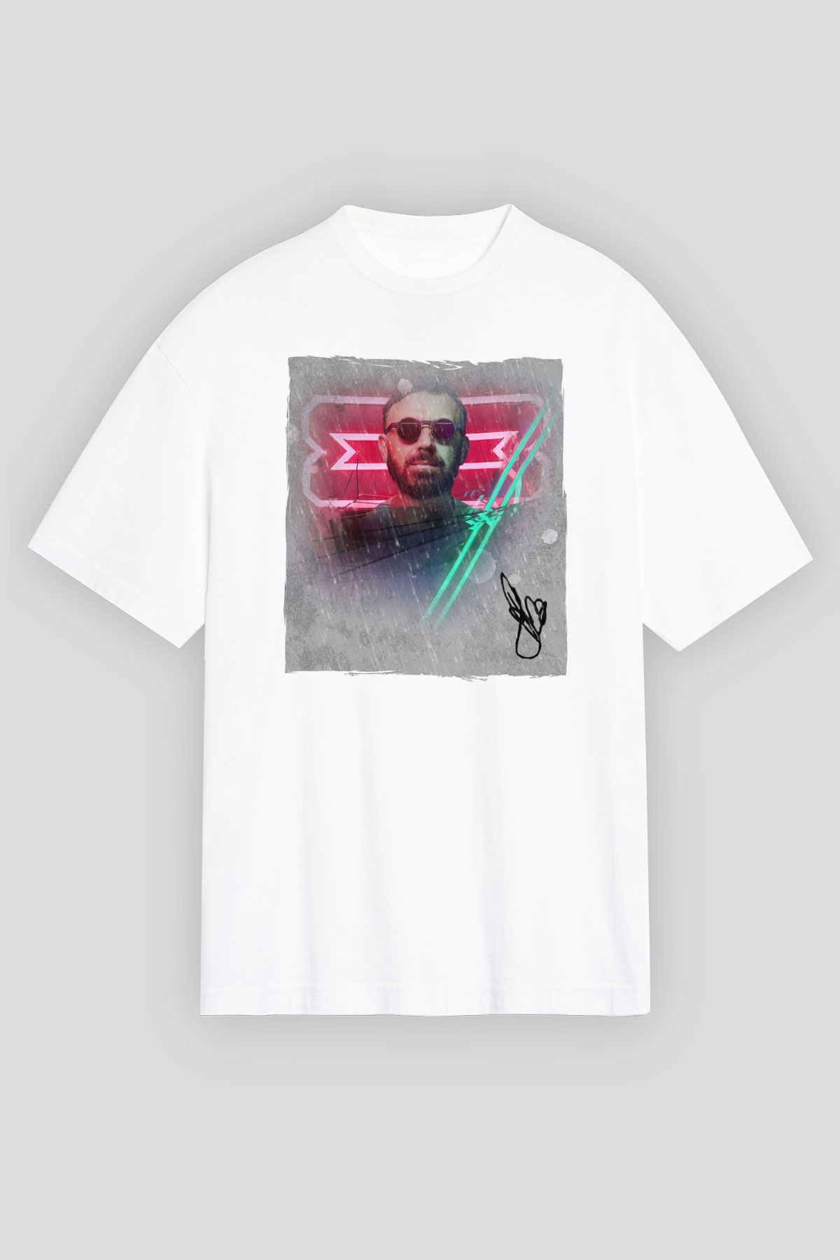 Benny Benassi Beyaz Oversize Tişört Oversize T-shirt - TişörtFabrikası