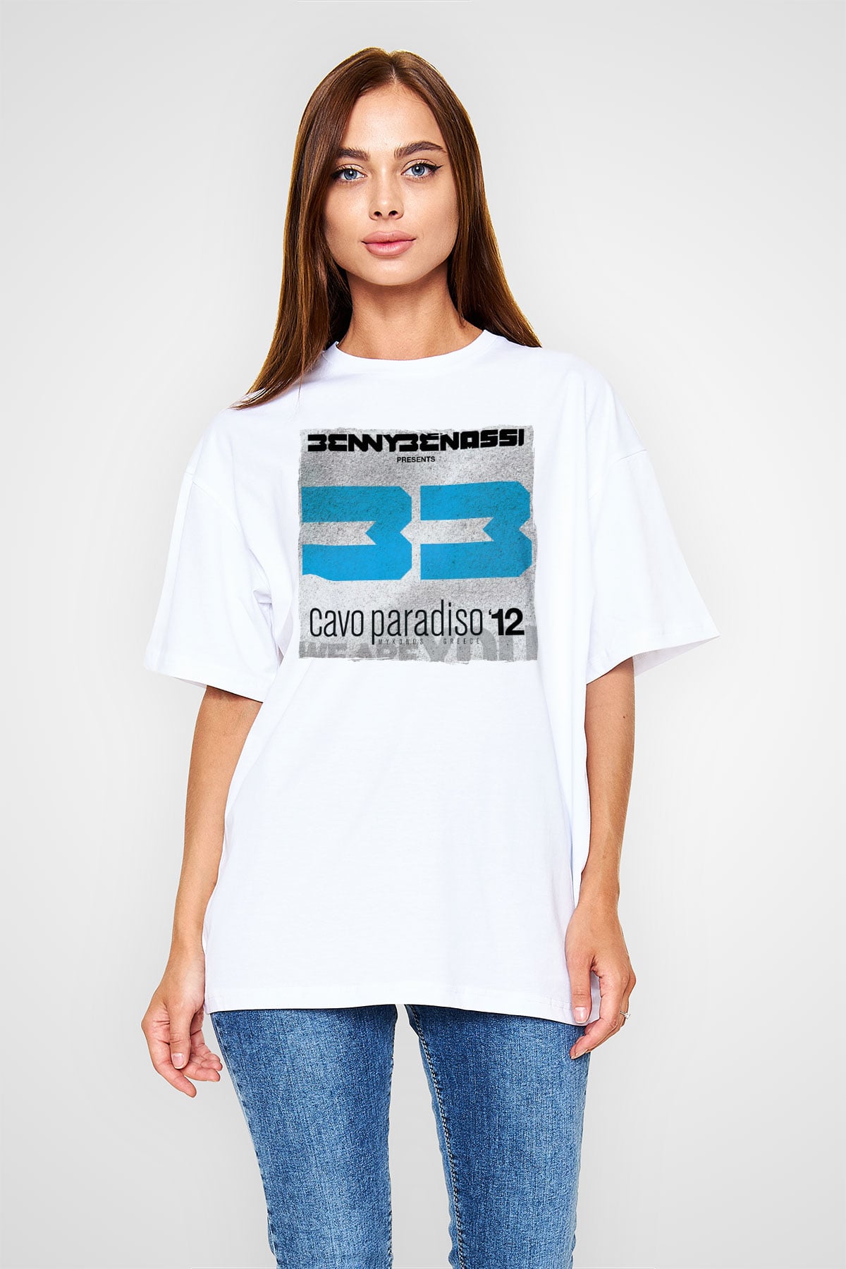 Benny Benassi Beyaz Oversize Tişört Oversize T-shirt - TişörtFabrikası