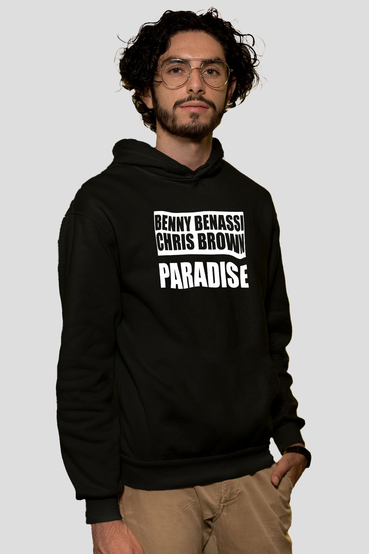 Benny Benassi Siyah Unisex Kapüşonlu Sweatshirt