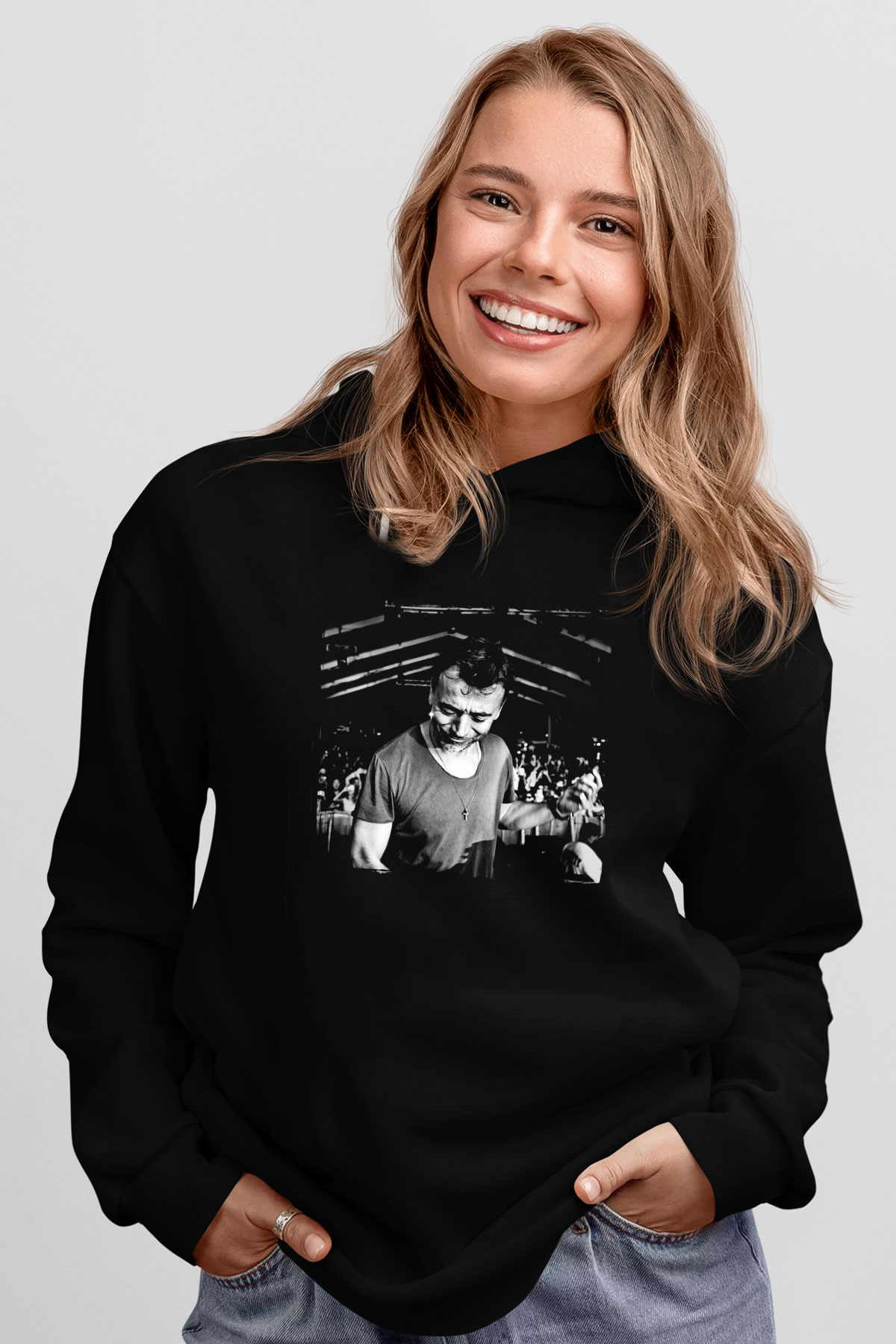 Benny Benassi Siyah Unisex Kapüşonlu Sweatshirt