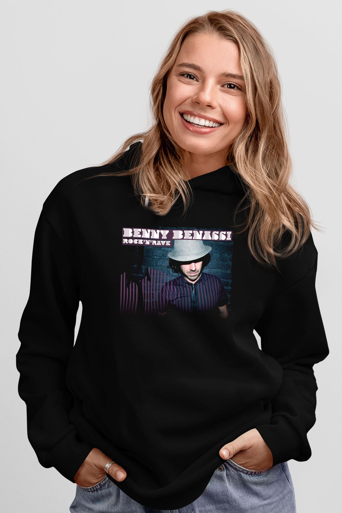 Benny Benassi Siyah Unisex Kapüşonlu Sweatshirt