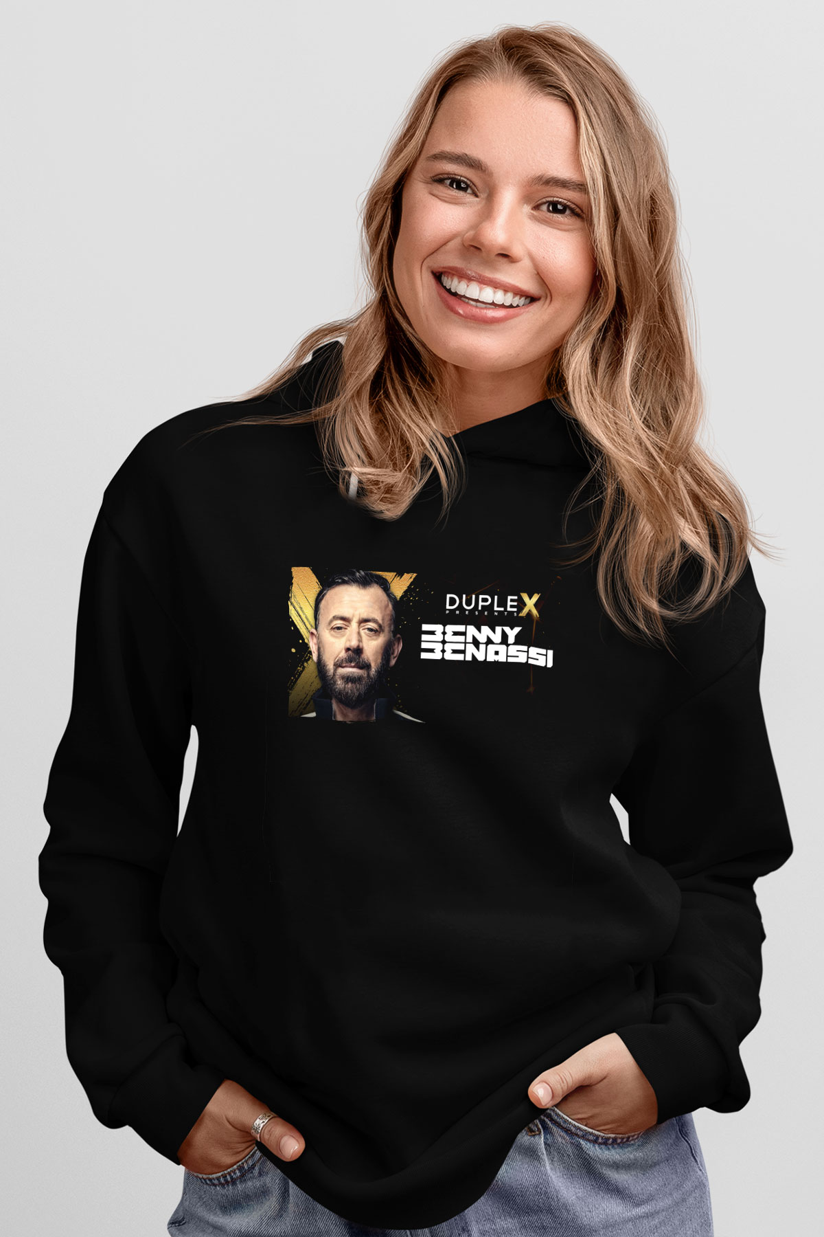 Benny Benassi Siyah Unisex Kapüşonlu Sweatshirt