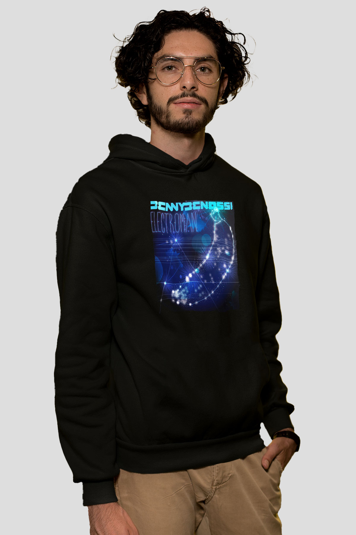 Benny Benassi Siyah Unisex Kapüşonlu Sweatshirt