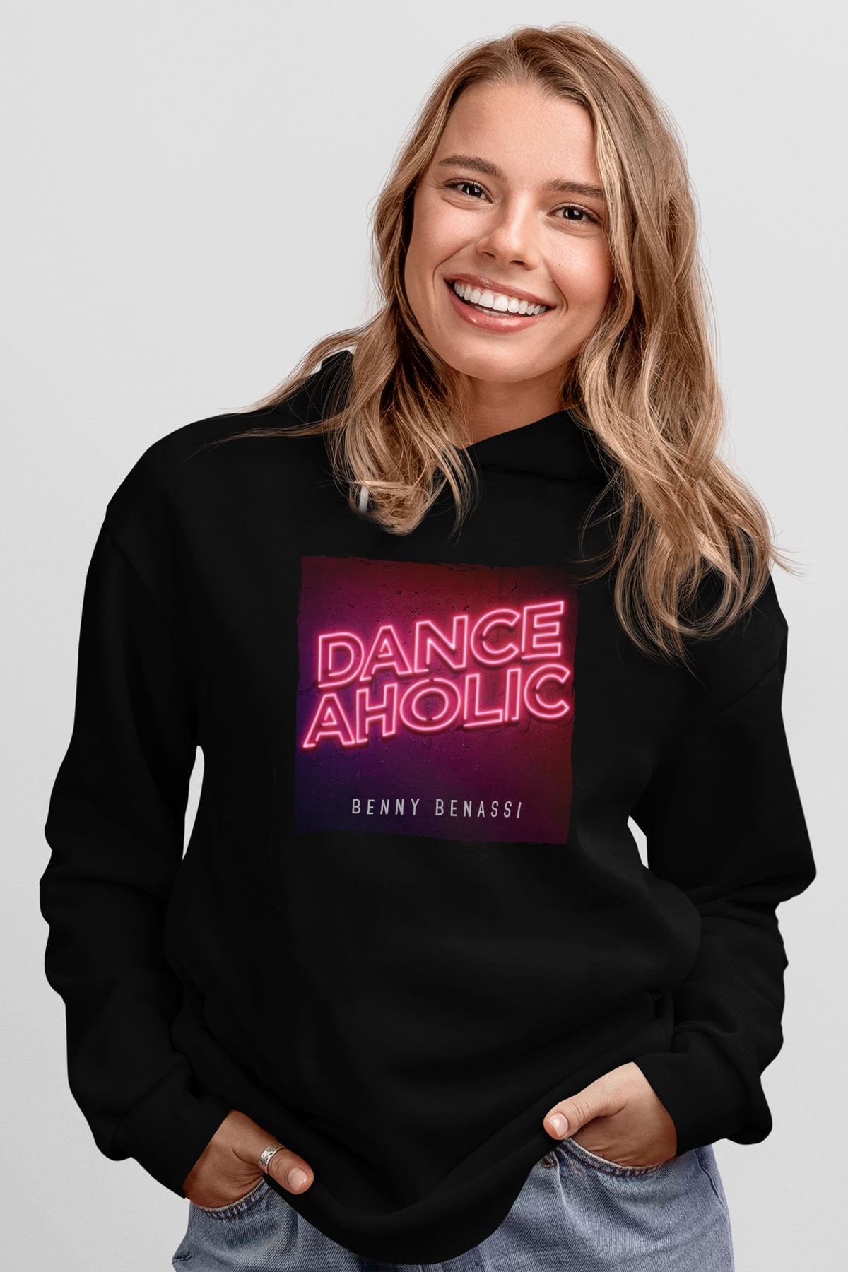 Benny Benassi Siyah Unisex Kapüşonlu Sweatshirt