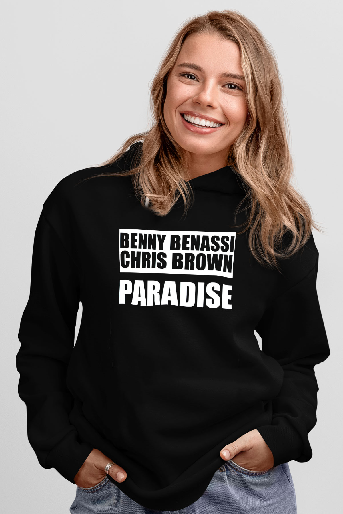 Benny Benassi Siyah Unisex Kapüşonlu Sweatshirt