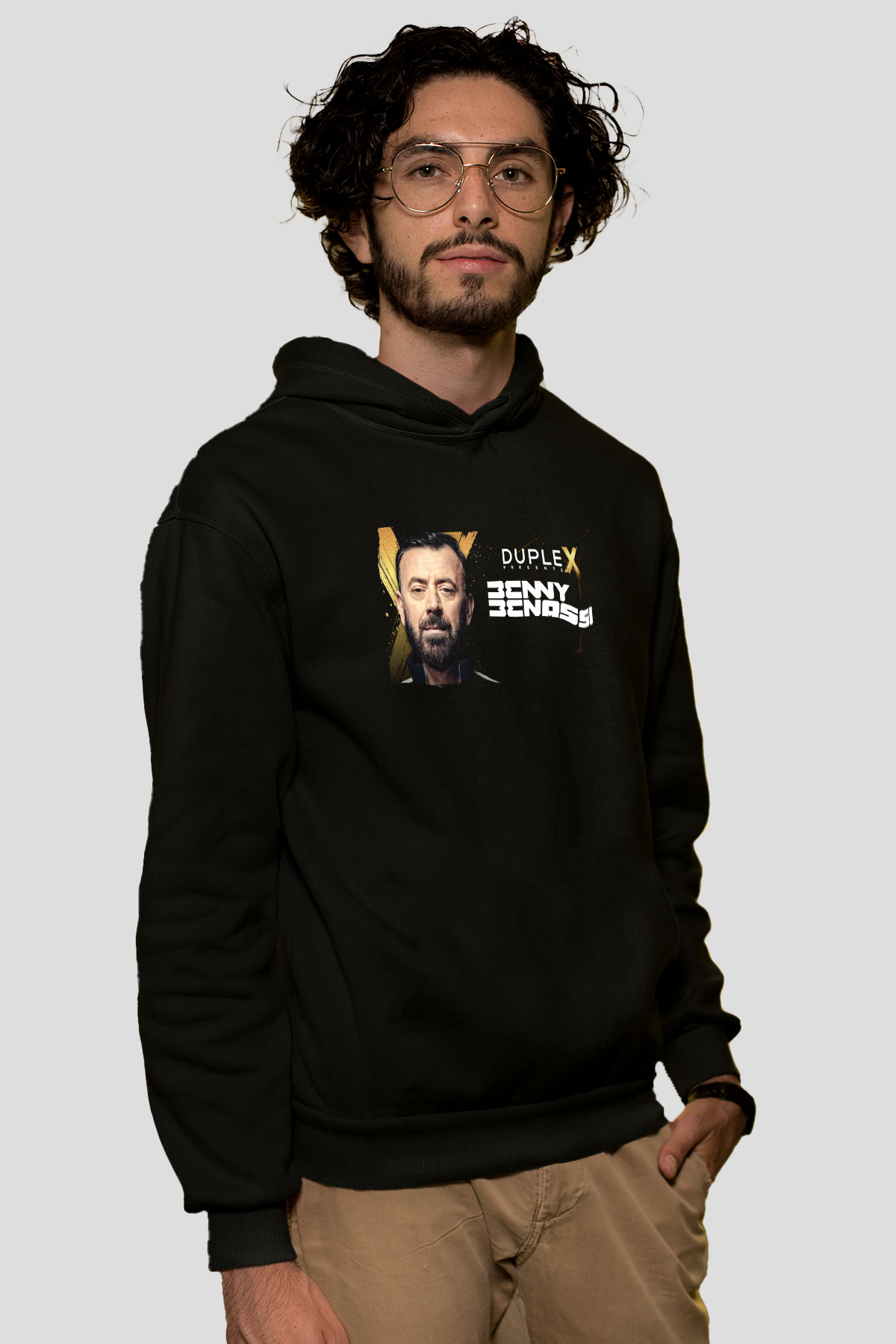 Benny Benassi Siyah Unisex Kapüşonlu Sweatshirt