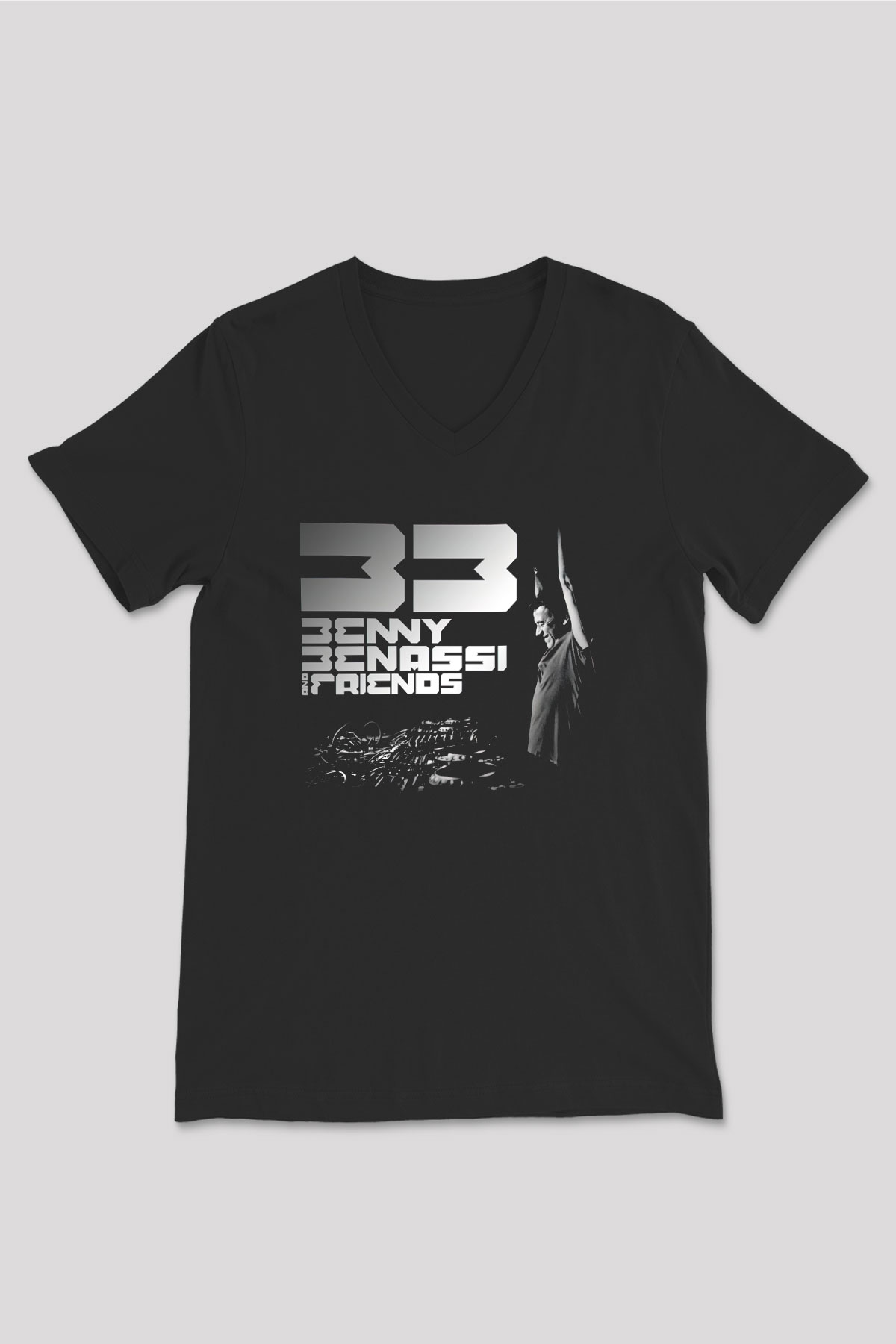 Benny Benassi Siyah Unisex V Yaka Tişört
