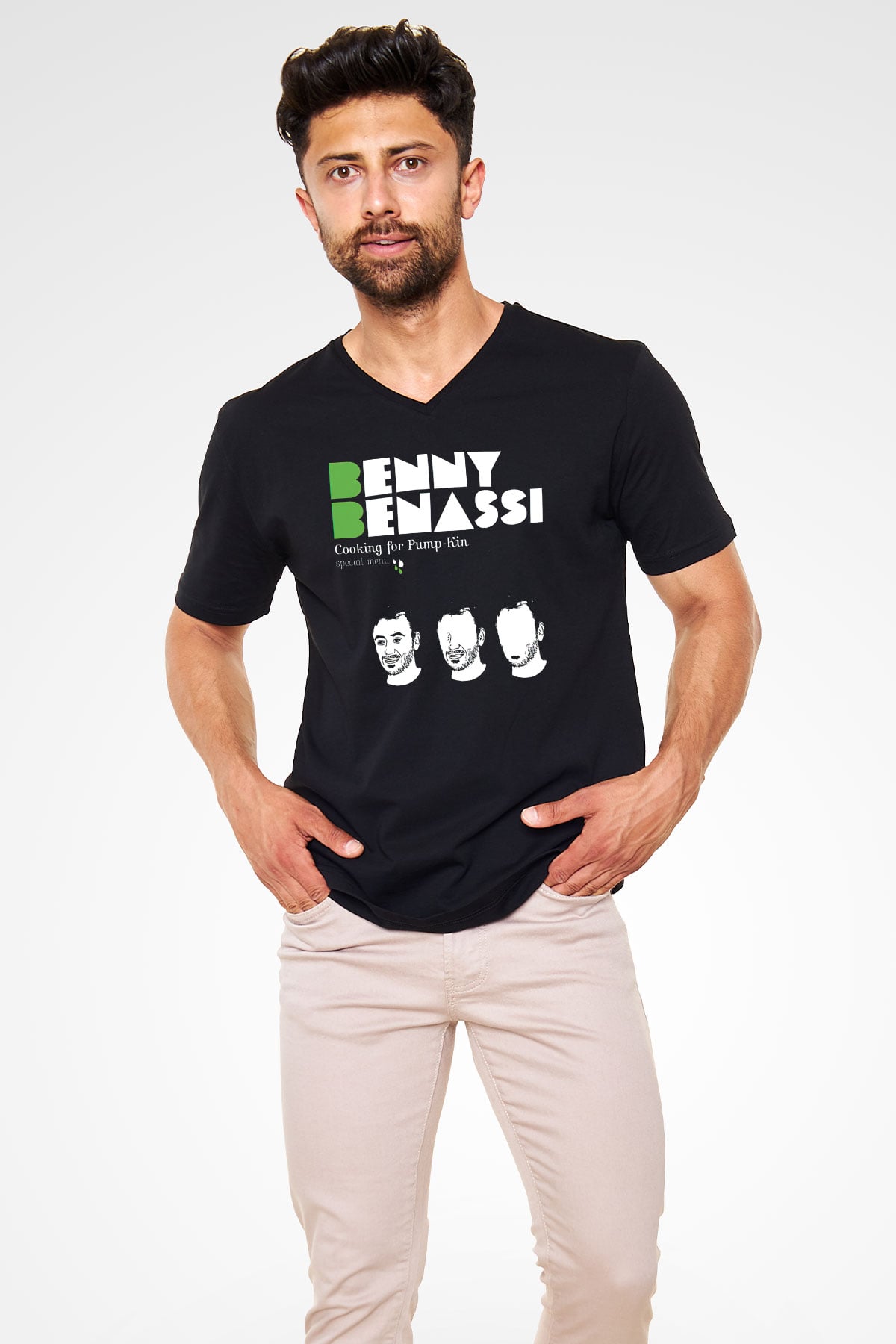 Benny Benassi Siyah Unisex V Yaka Tişört