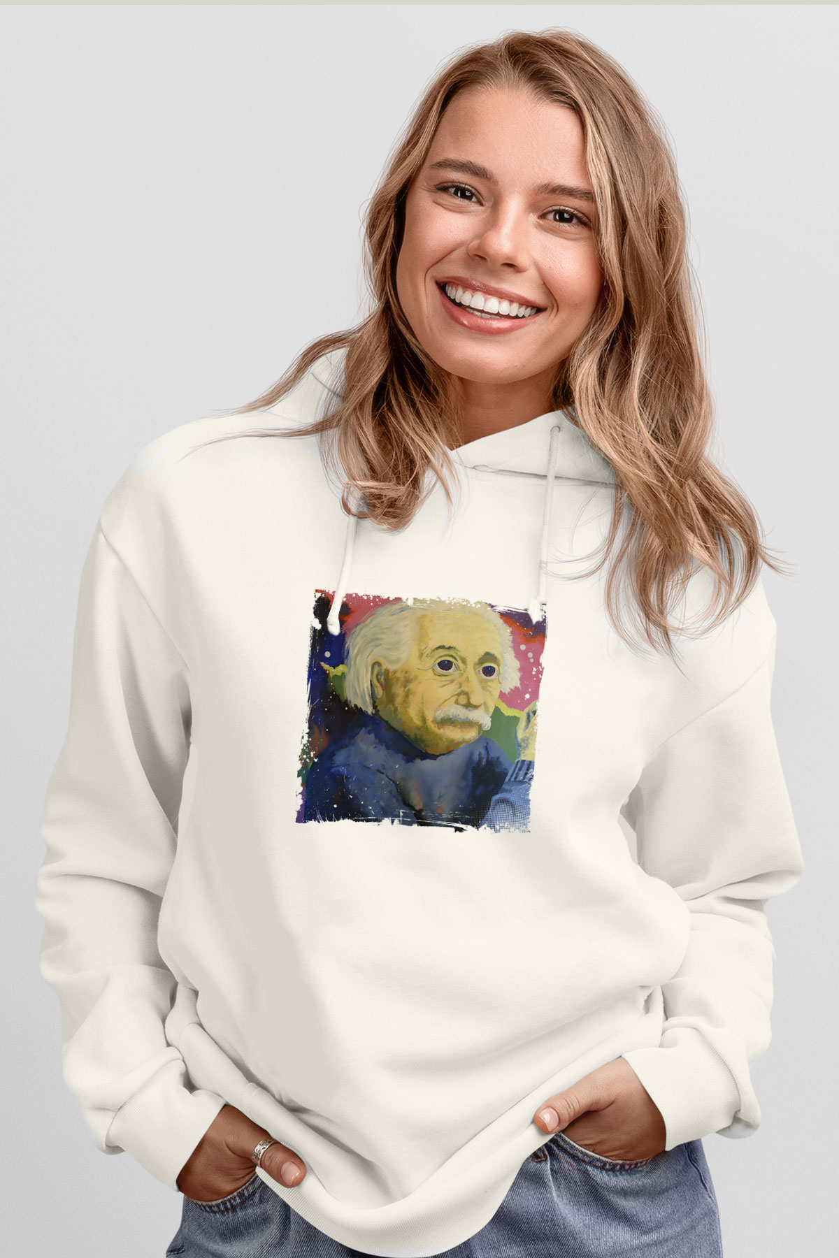 Benny BenassiBaskılı Beyaz Hoodie