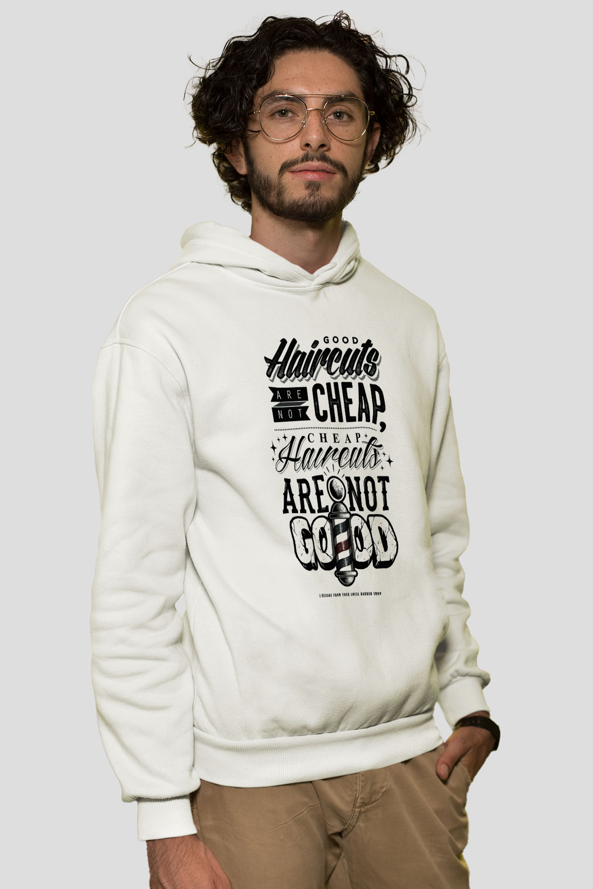 Berber Beyaz Unisex Kapşonlu Sweatshirt