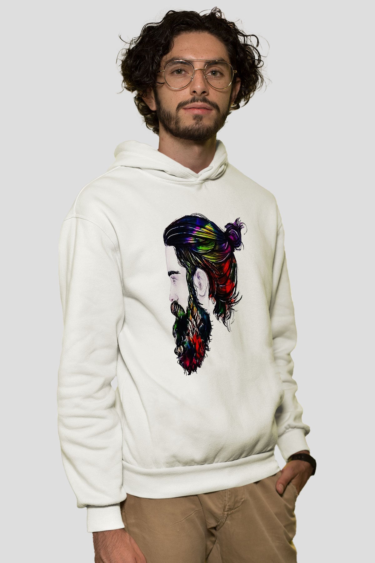 Berber Beyaz Unisex Kapşonlu Sweatshirt