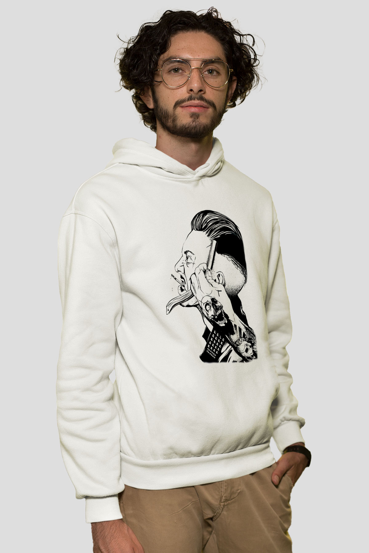 Berber Beyaz Unisex Kapşonlu Sweatshirt