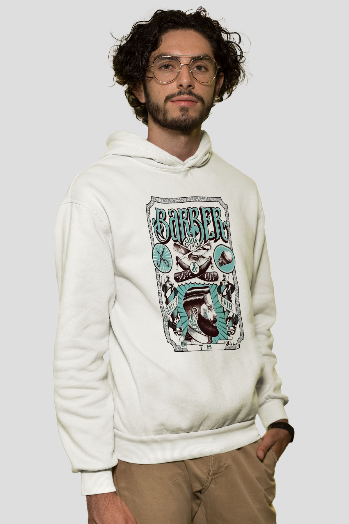 Berber Beyaz Unisex Kapşonlu Sweatshirt