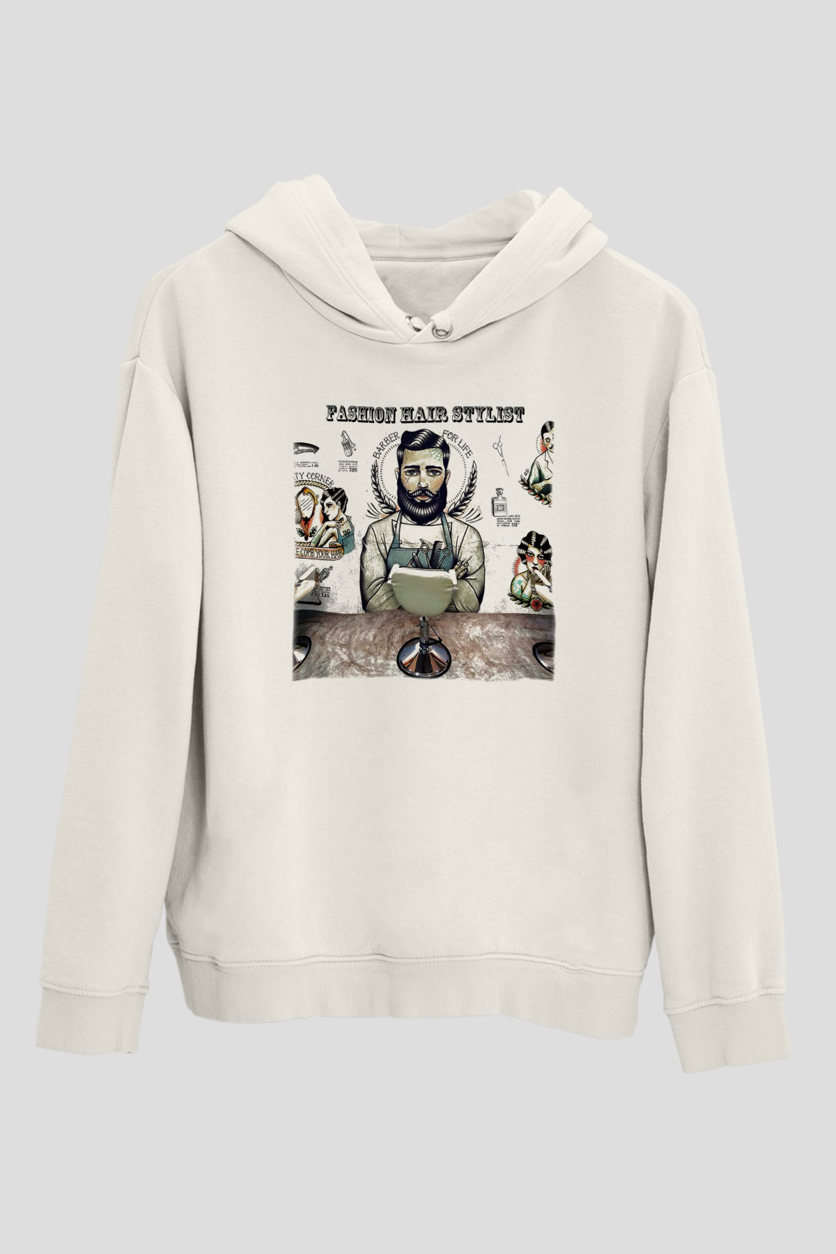 Berber Beyaz Unisex Kapşonlu Sweatshirt