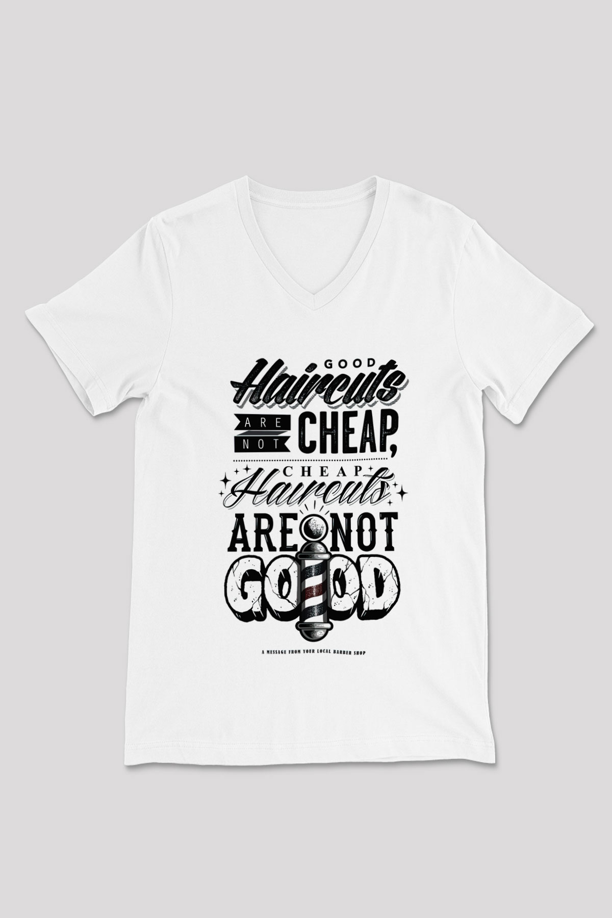 Berber Beyaz Unisex V Yaka Tişört T-Shirt