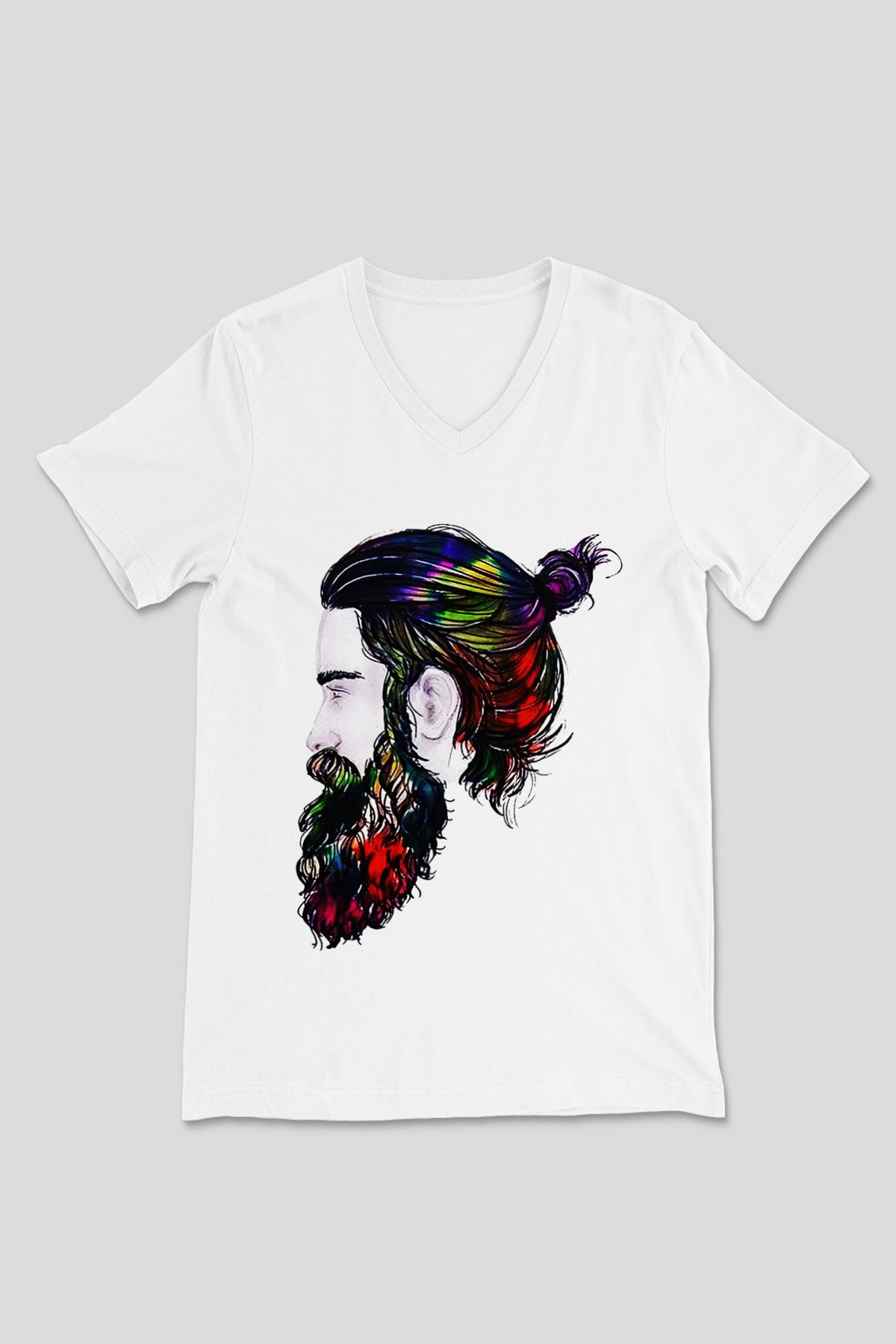 Berber Beyaz Unisex V Yaka Tişört T-Shirt