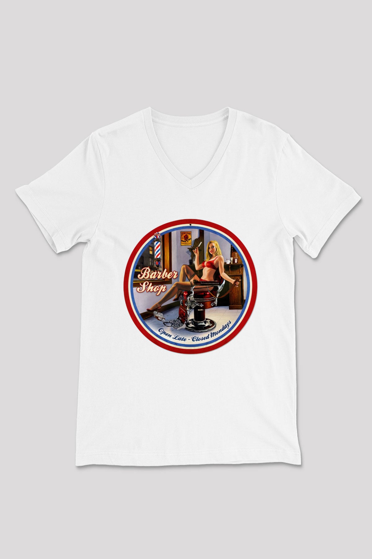 Berber Beyaz Unisex V Yaka Tişört T-Shirt
