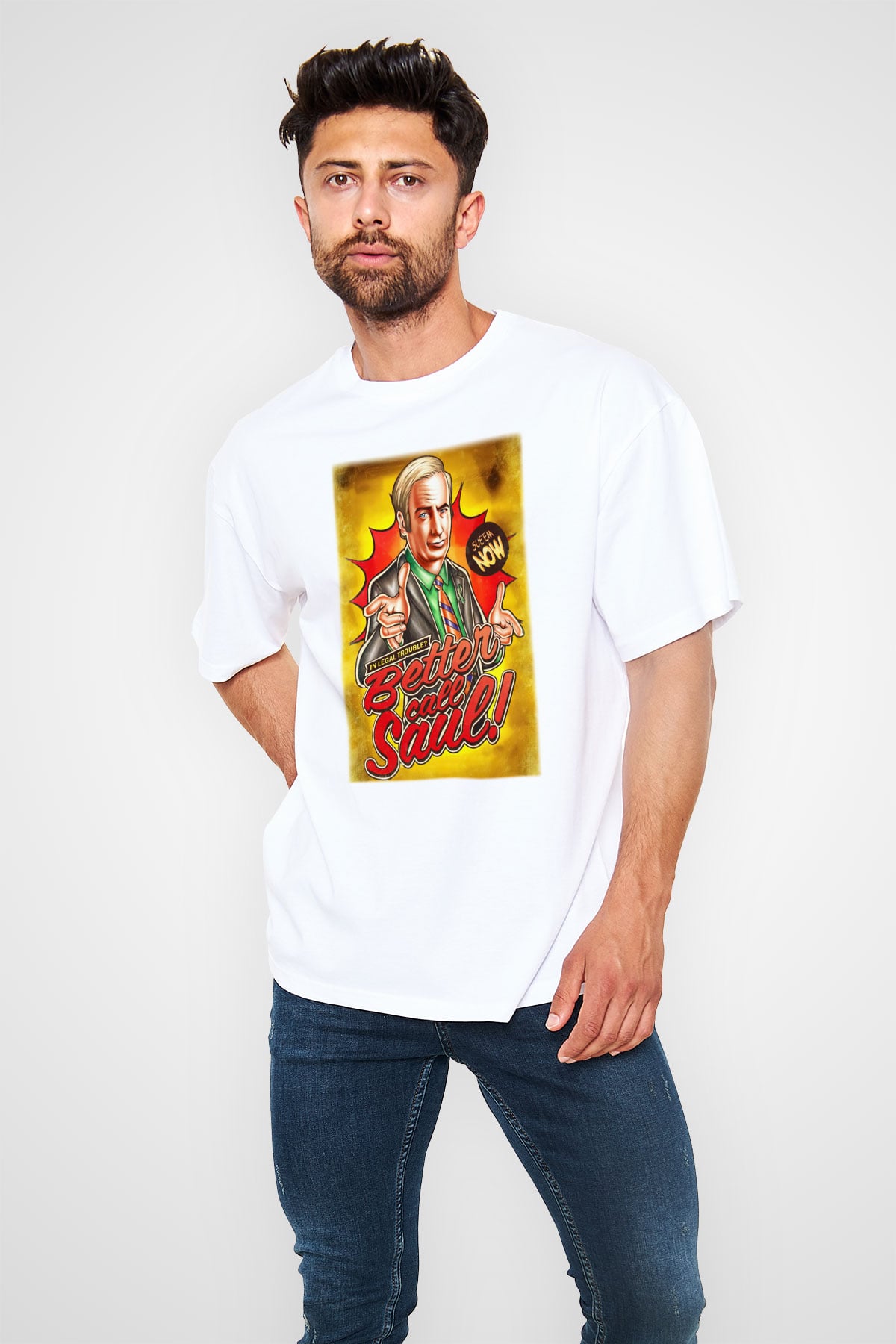 Better Call Saul Beyaz Unisex Oversize Tişört T-Shirt