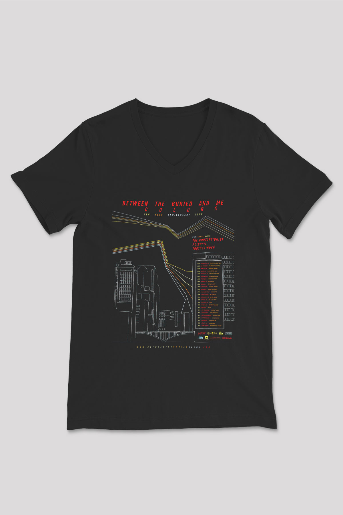 Between The Buried And Me Baskılı Unisex Siyah V Yaka Tişört - Tshirt