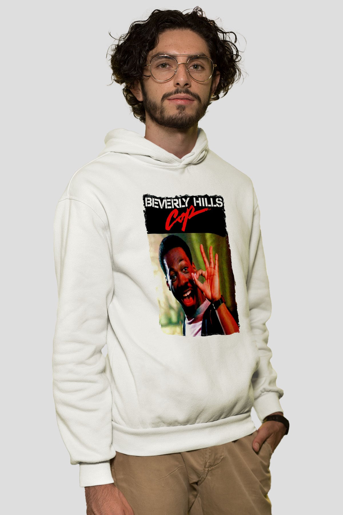 Beverly Hills Cop Beyaz Unisex Hoodie