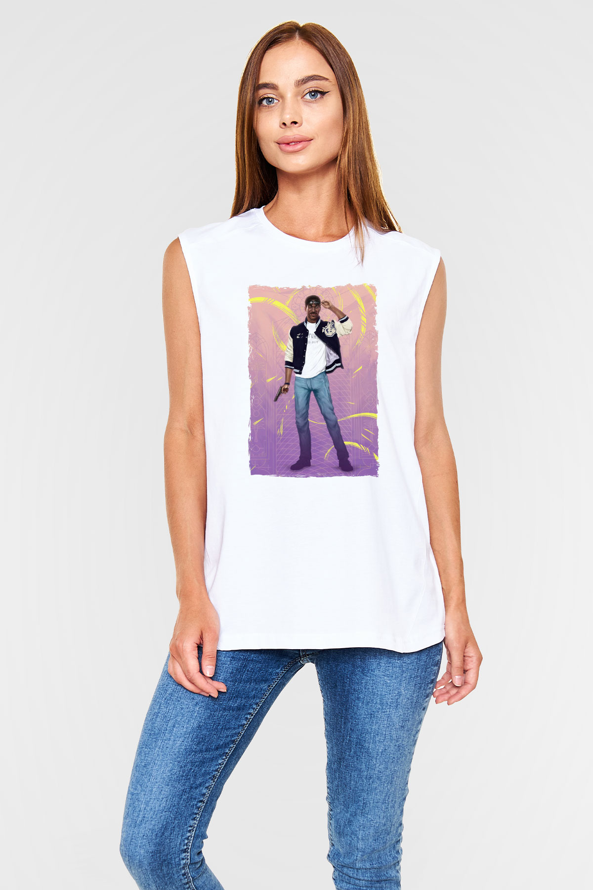 Beverly Hills Cop Beyaz Unisex  Kolsuz Tişört