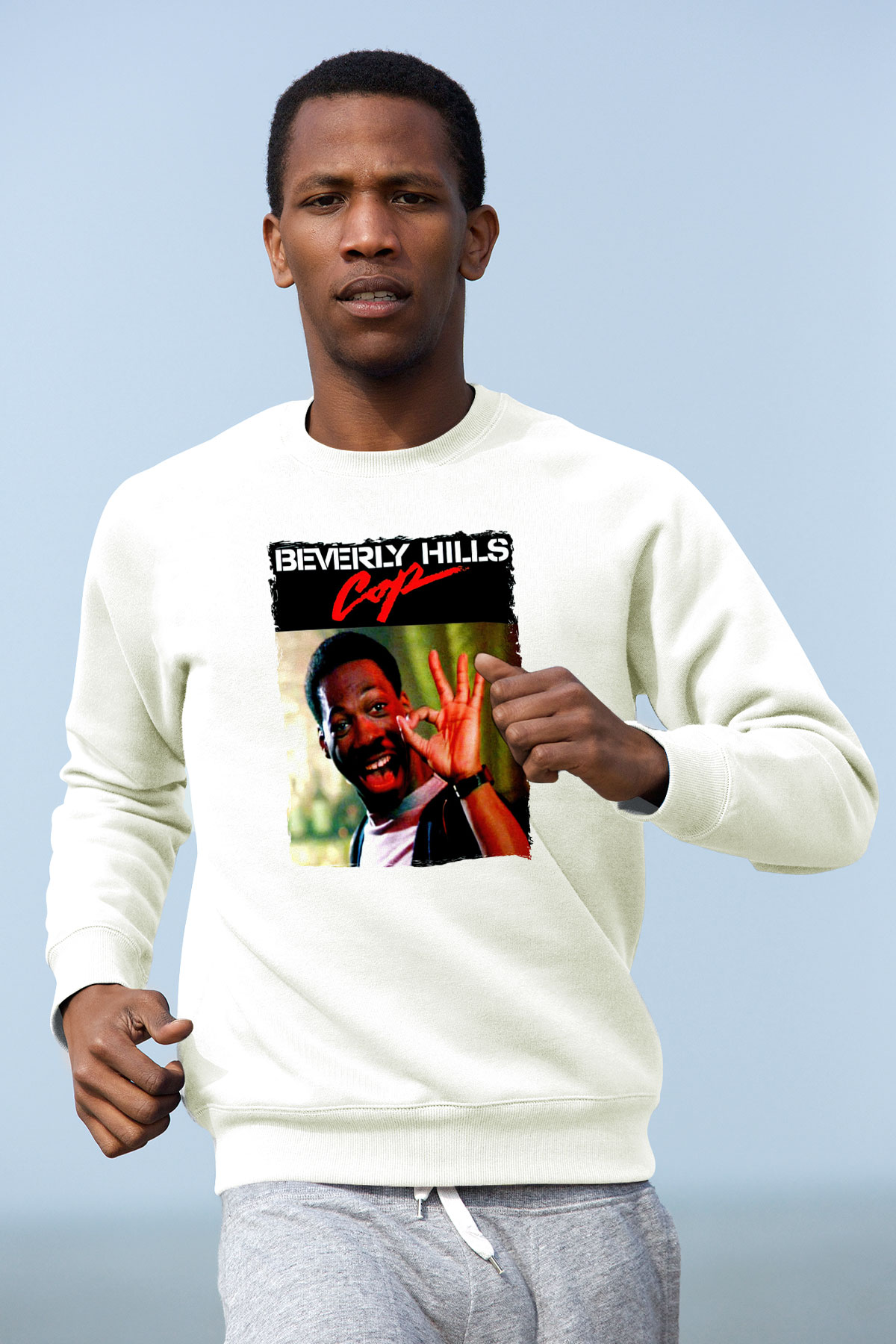 Beverly Hills Cop Beyaz Unisex  Sweatshirt