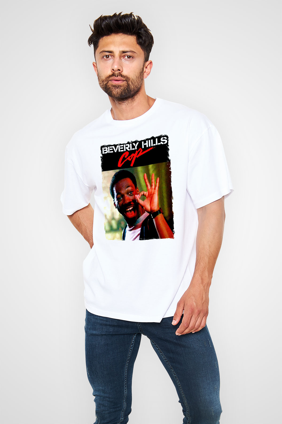 Beverly Hills Cop Beyaz Oversize Tişört