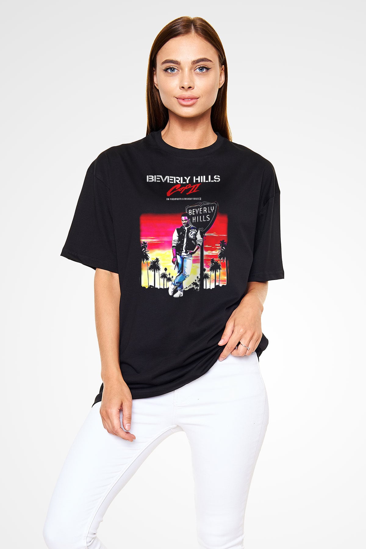 Beverly Hills Cop Siyah Oversize Tişört
