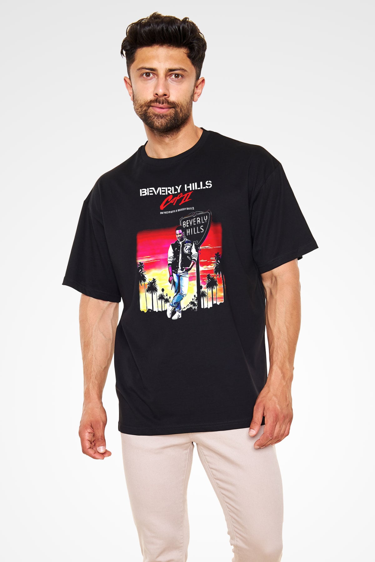 Beverly Hills Cop Siyah Oversize Tişört