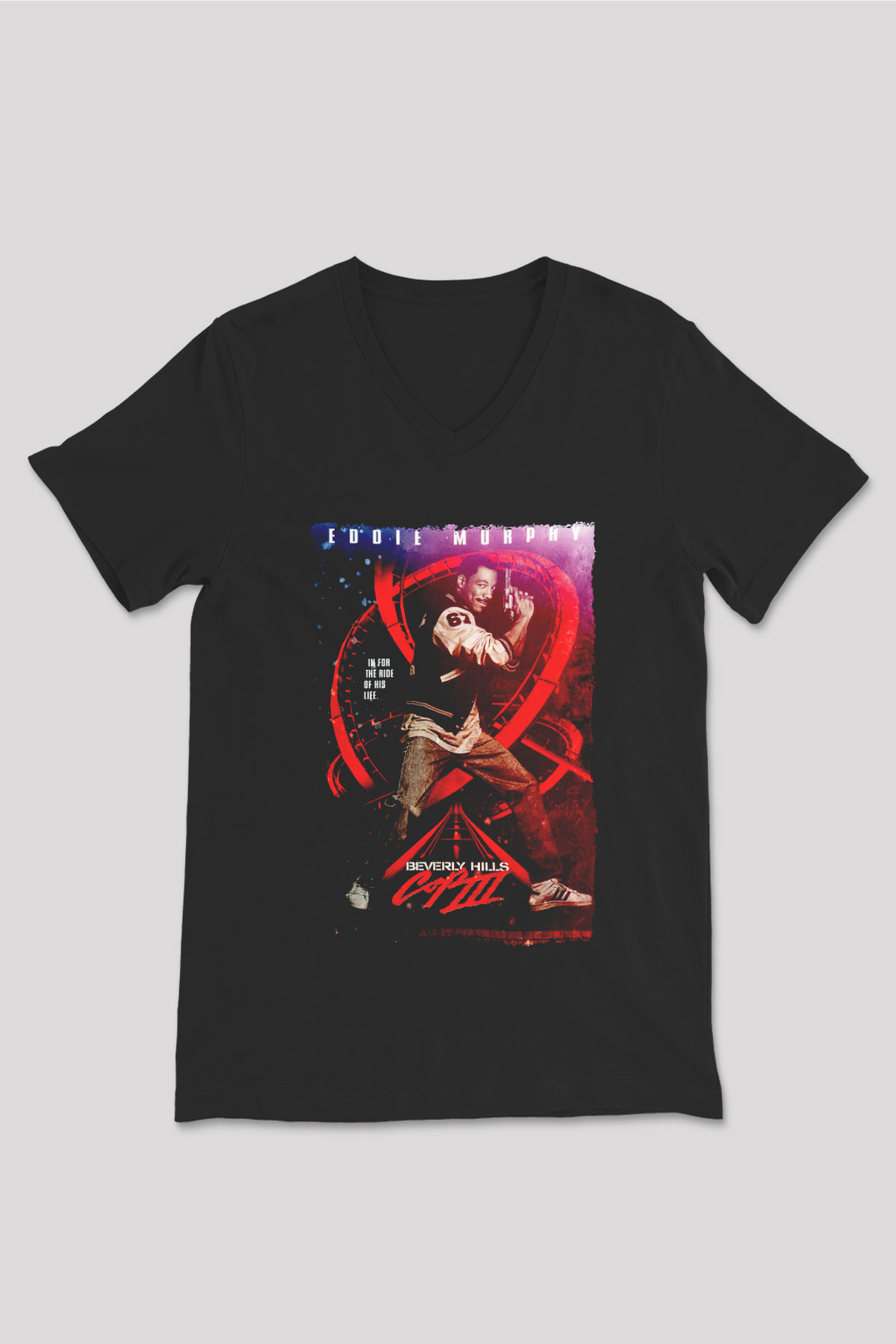 Beverly Hills Cop Siyah Unisex  V Yaka Tişört