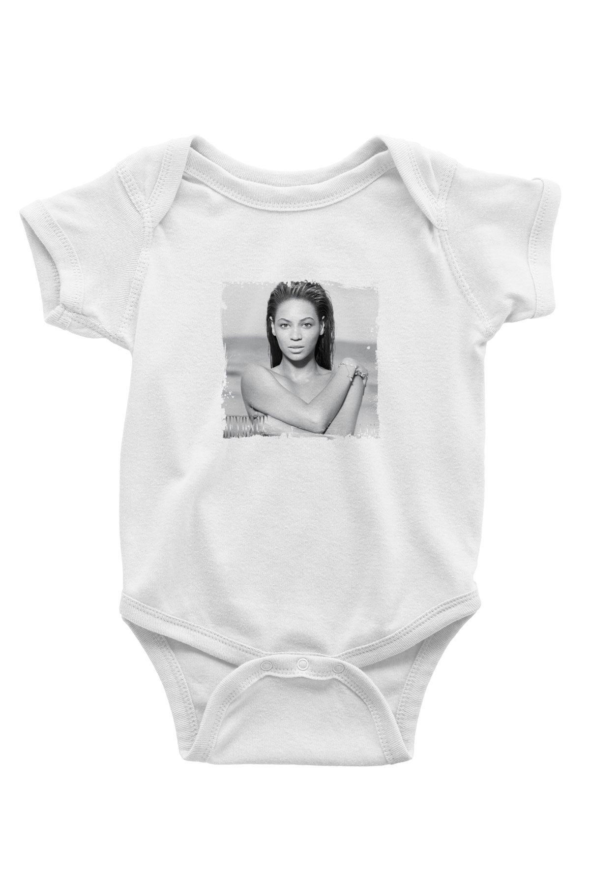 Beyonce Baskılı Unisex Beyaz Bebek Body - Zıbın