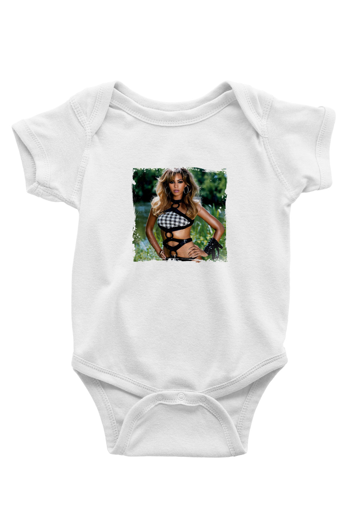 Beyonce Baskılı Unisex Beyaz Bebek Body - Zıbın