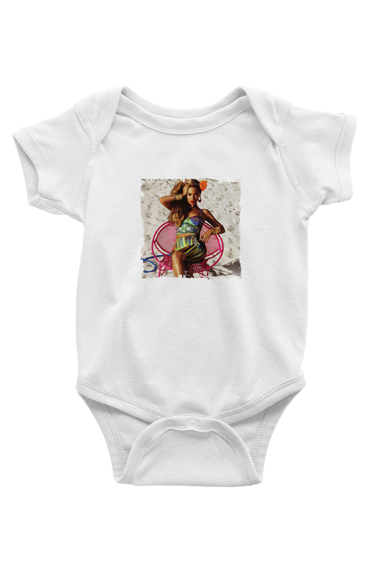 Beyonce Baskılı Unisex Beyaz Bebek Body - Zıbın