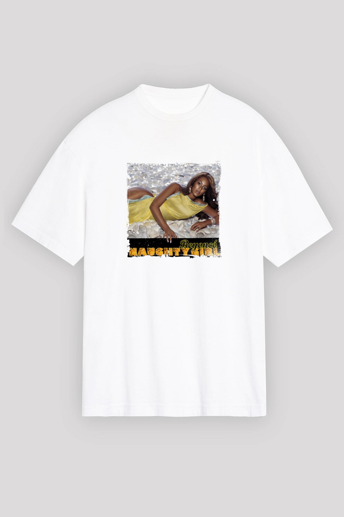 Beyonce Baskılı Oversize Beyaz Tişört