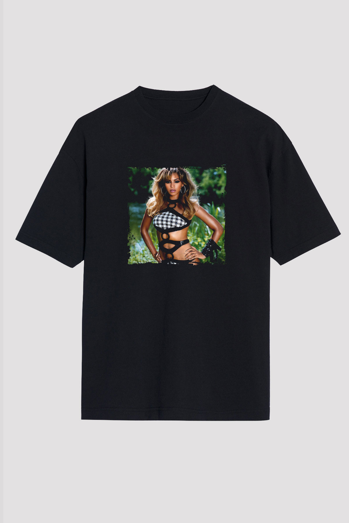 Beyonce Baskılı Unisex Oversize Siyah Tişört
