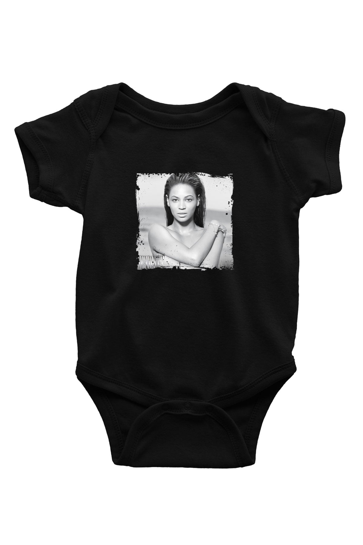 Beyonce Baskılı Unisex Siyah Bebek Body - Zıbın