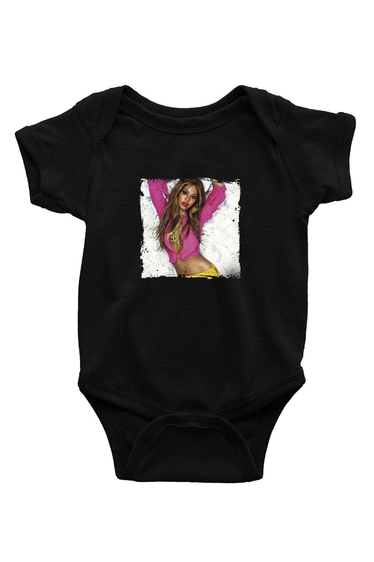 Beyonce Baskılı Unisex Siyah Bebek Body - Zıbın