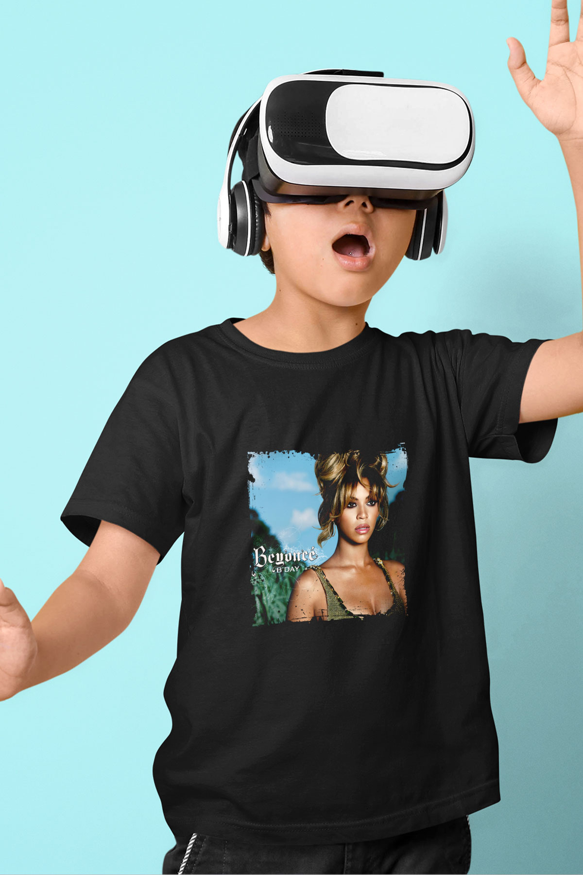 Beyonce Baskılı Unisex Siyah Çocuk Tişört
