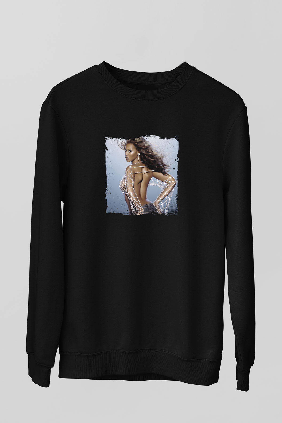 Beyonce Baskılı Unisex Siyah Sweatshirt