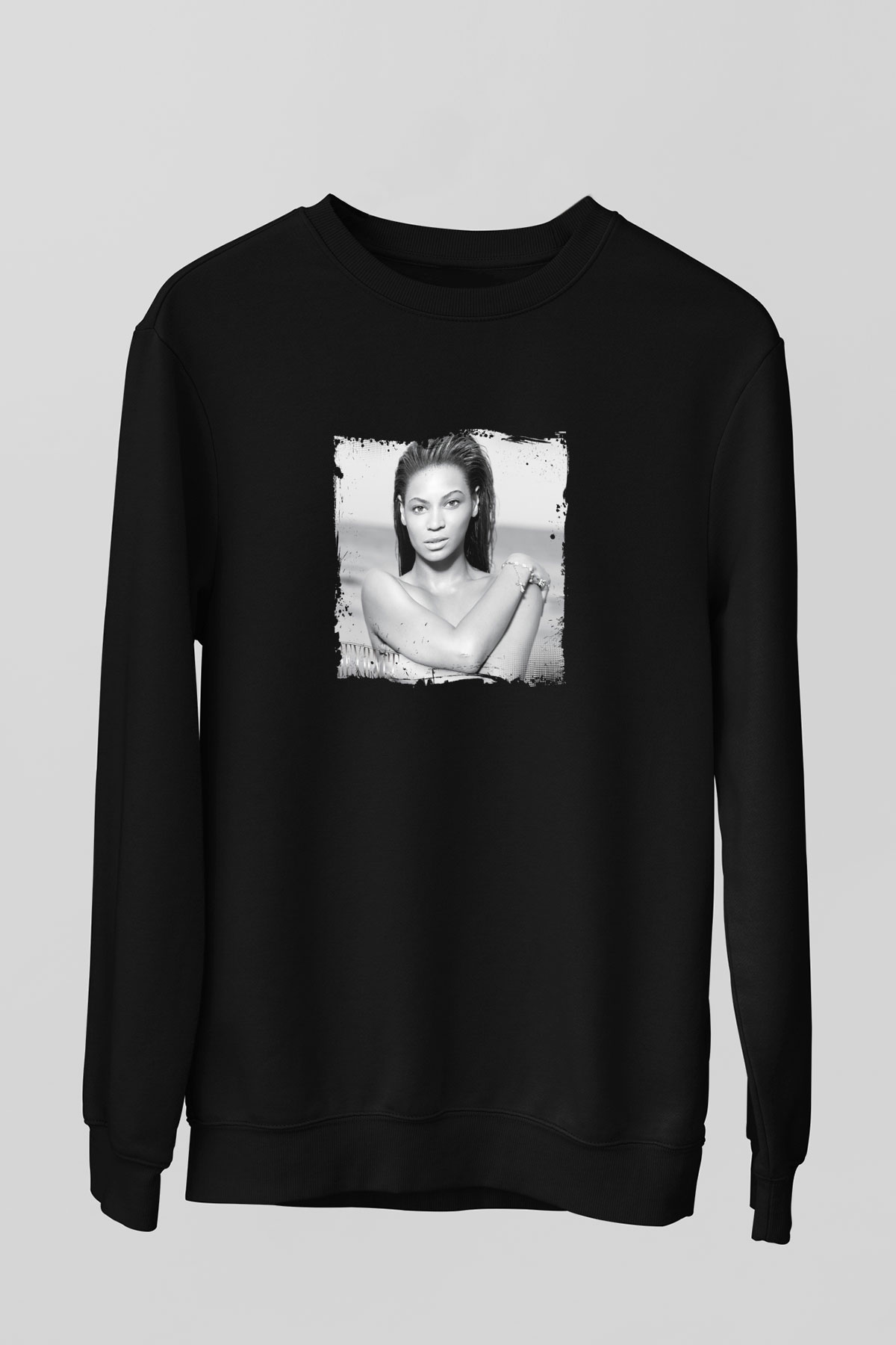 Beyonce Baskılı Unisex Siyah Sweatshirt