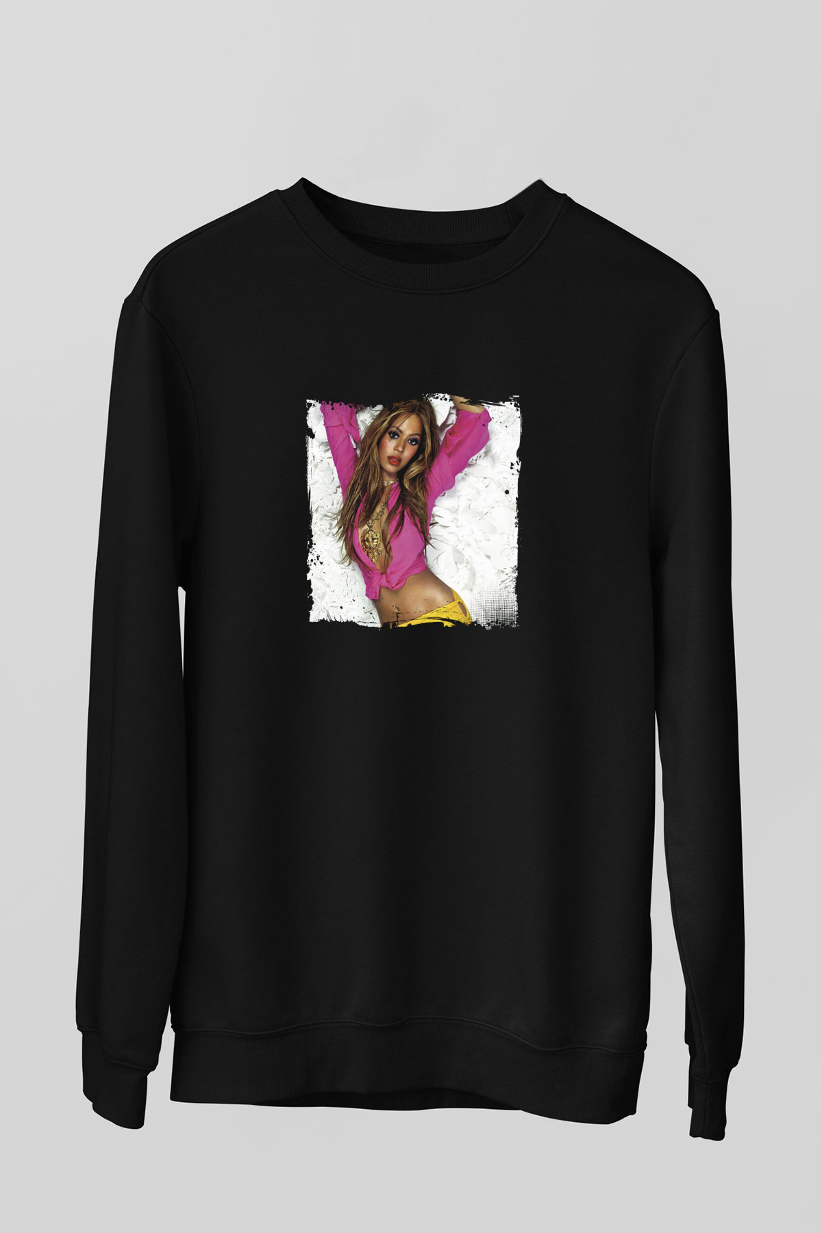 Beyonce Baskılı Unisex Siyah Sweatshirt