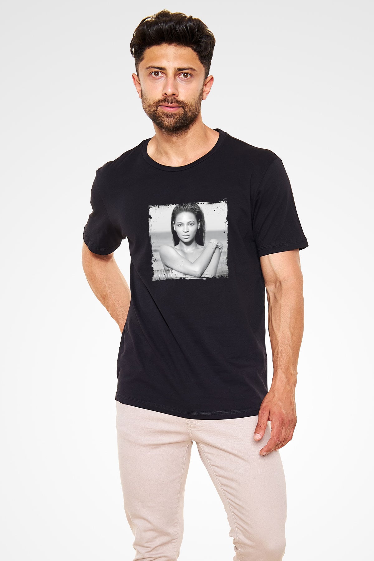 Beyonce Baskılı Unisex Siyah Tişört