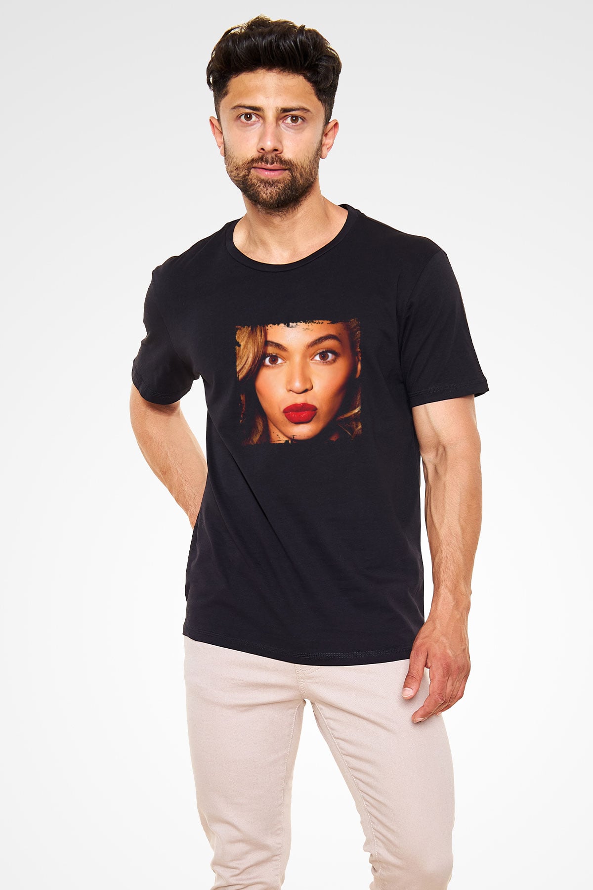 Beyonce Baskılı Unisex Siyah Tişört