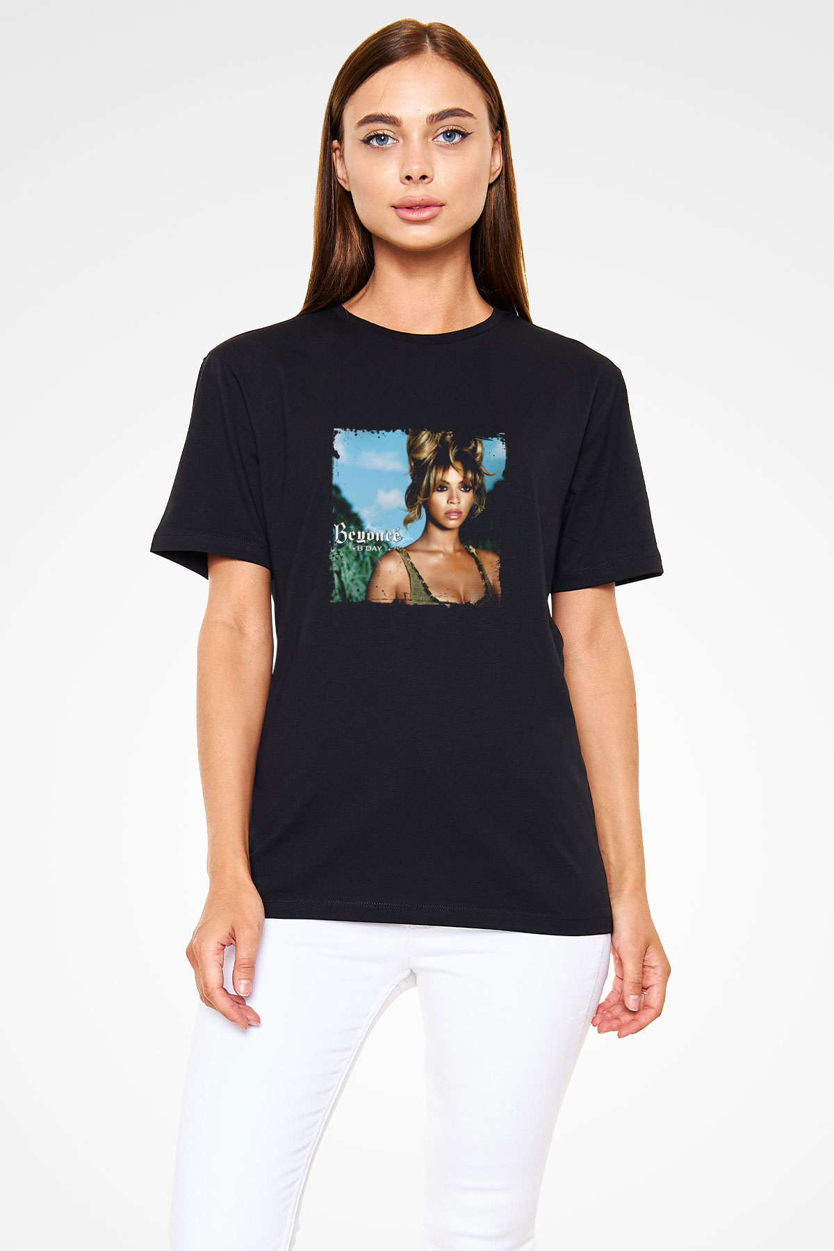 Beyonce Baskılı Unisex Siyah Tişört